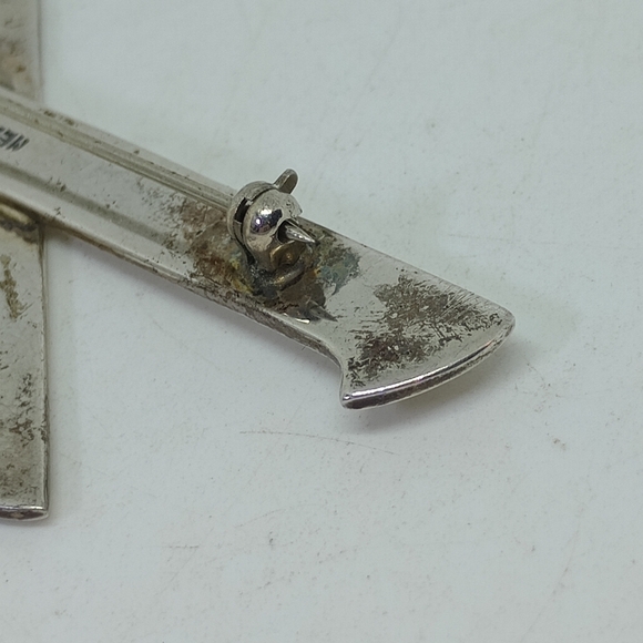 * vintage Mexico Taxco sterling silver 925 modernist X brooch pin - Picture 6 of 6